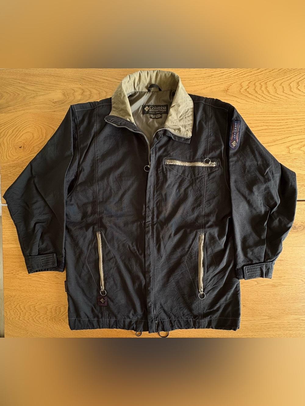 Vintage 90s Columbia Convert Jacket Mens Medium Black Canvas Utility Ski Coat